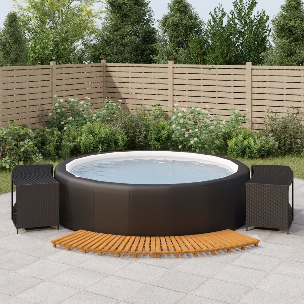 vida XL Whirlpool-Umrandung Schwarz Poly Rattan und Massivholz Akazie