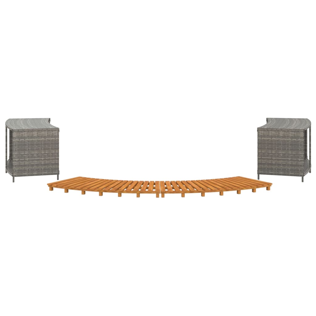 vidaXL Hottub-ombouw poly rattan massief acaciahout grijs