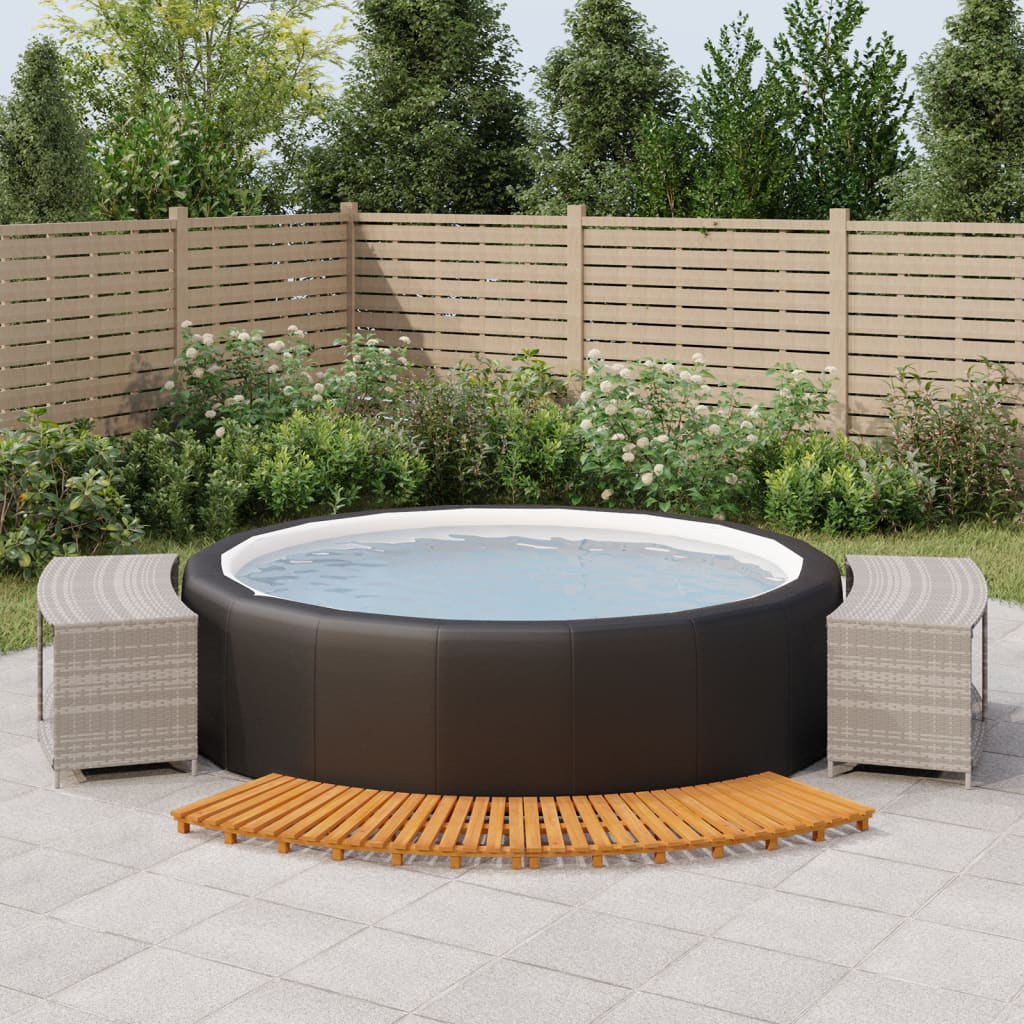 vida XL Whirlpool-Umrandung Grau Poly Rattan und Massivholz Akazie