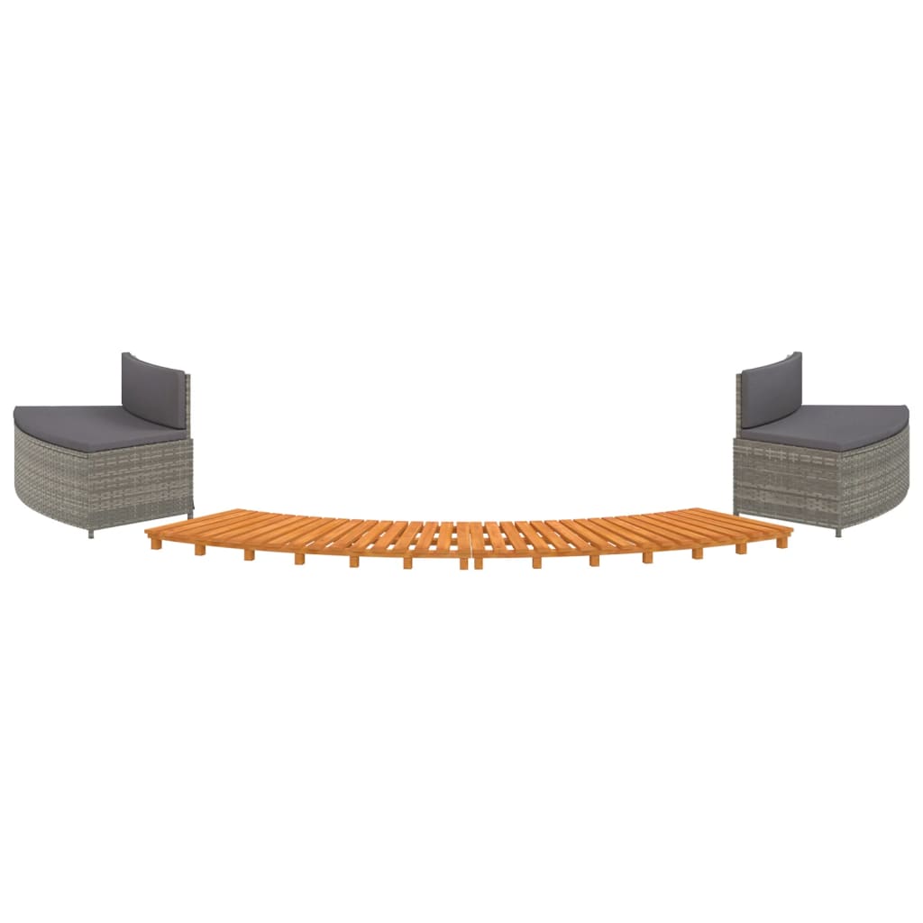 vidaXL Hottub-ombouw poly rattan massief acaciahout grijs