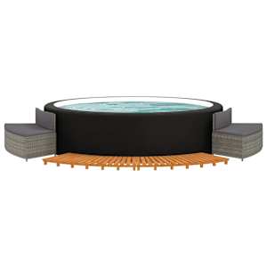 vidaXL Hot Tub Surround Grey Poly Rattan and Solid Wood Acacia