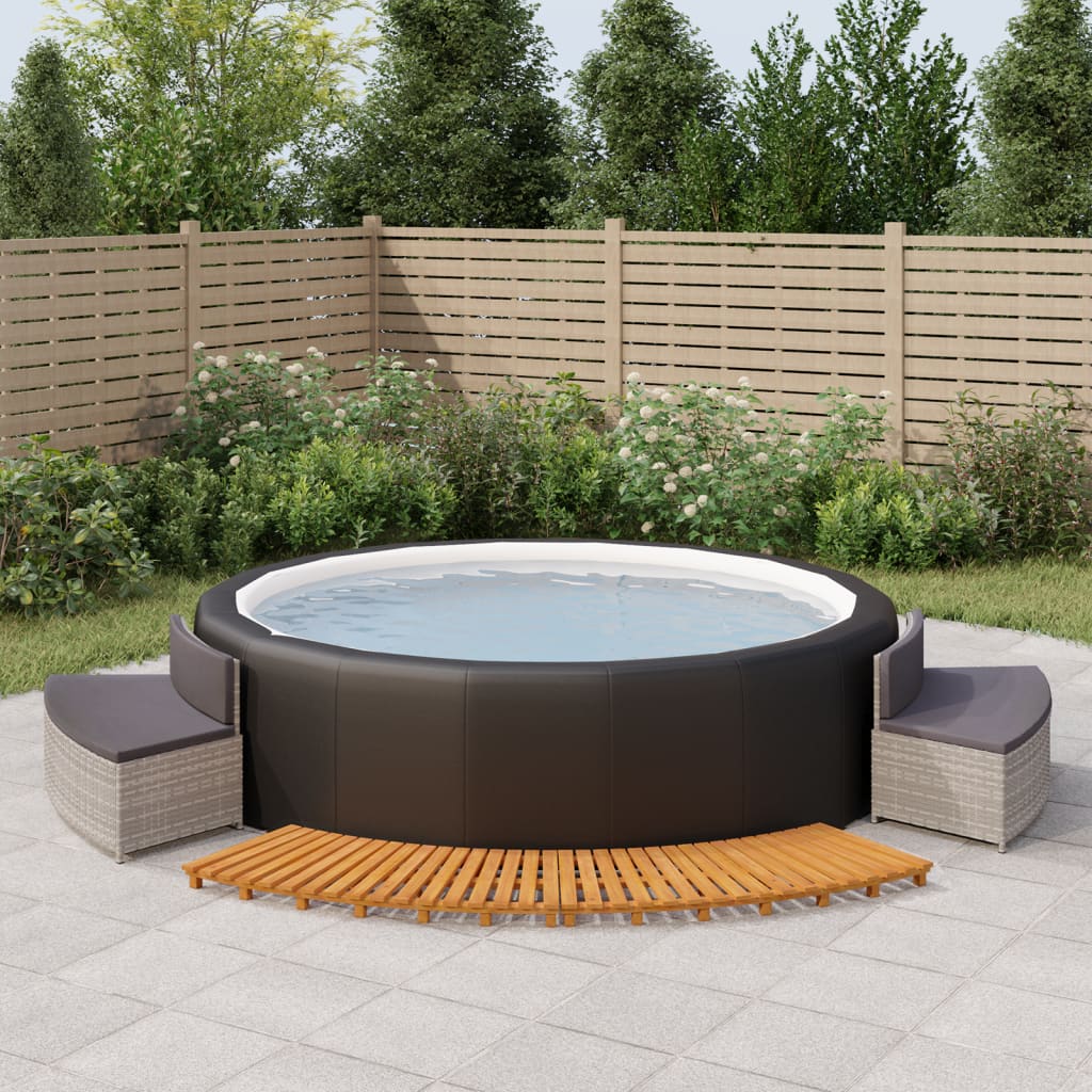 vida XL Whirlpool-Umrandung Grau Poly Rattan und Massivholz Akazie