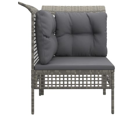 vidaXL Kampinė sodo sofos dalis su pagalvėle, pilka, poliratanas