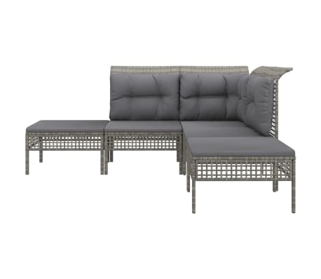 vidaXL Sodo komplektas su pagalvėlėmis, 5 dalių, pilkas, poliratanas