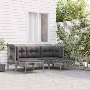 Vrtna sedežna garnitura 5-delna z blazinami siv poli ratan