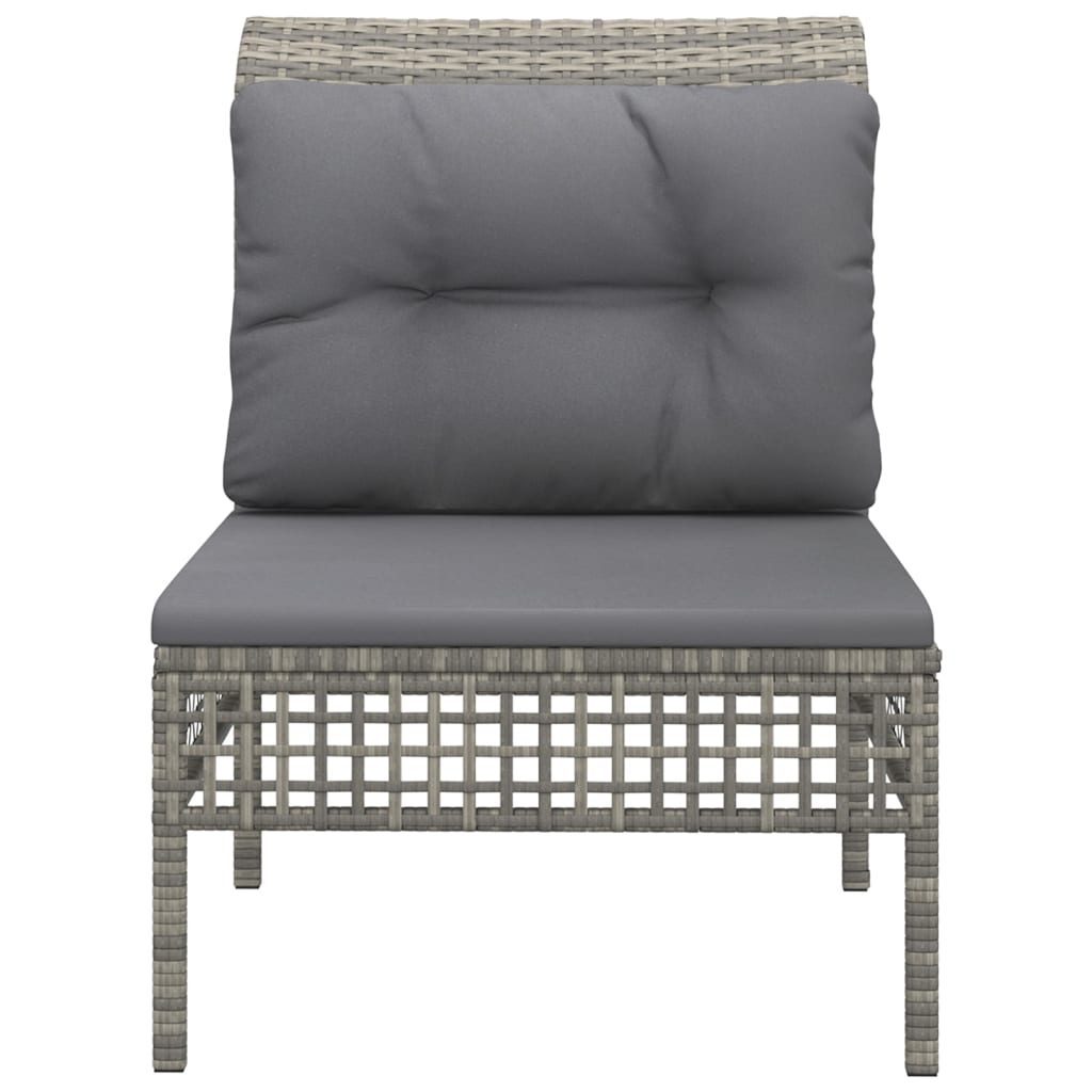 Thumbnail - vidaXL Garten-Mittelsofa mit Kissen Grau Poly Rattan