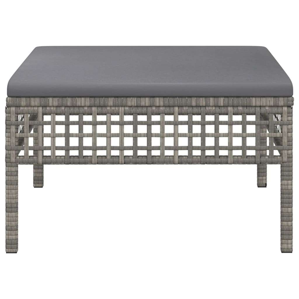 Thumbnail - vidaXL Gartenhocker mit Kissen Grau Poly Rattan