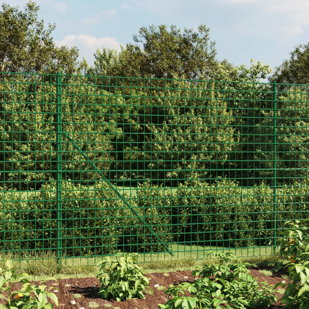 Maschendrahtzaun Grün 1,6×25 m Verzinkter Stahl