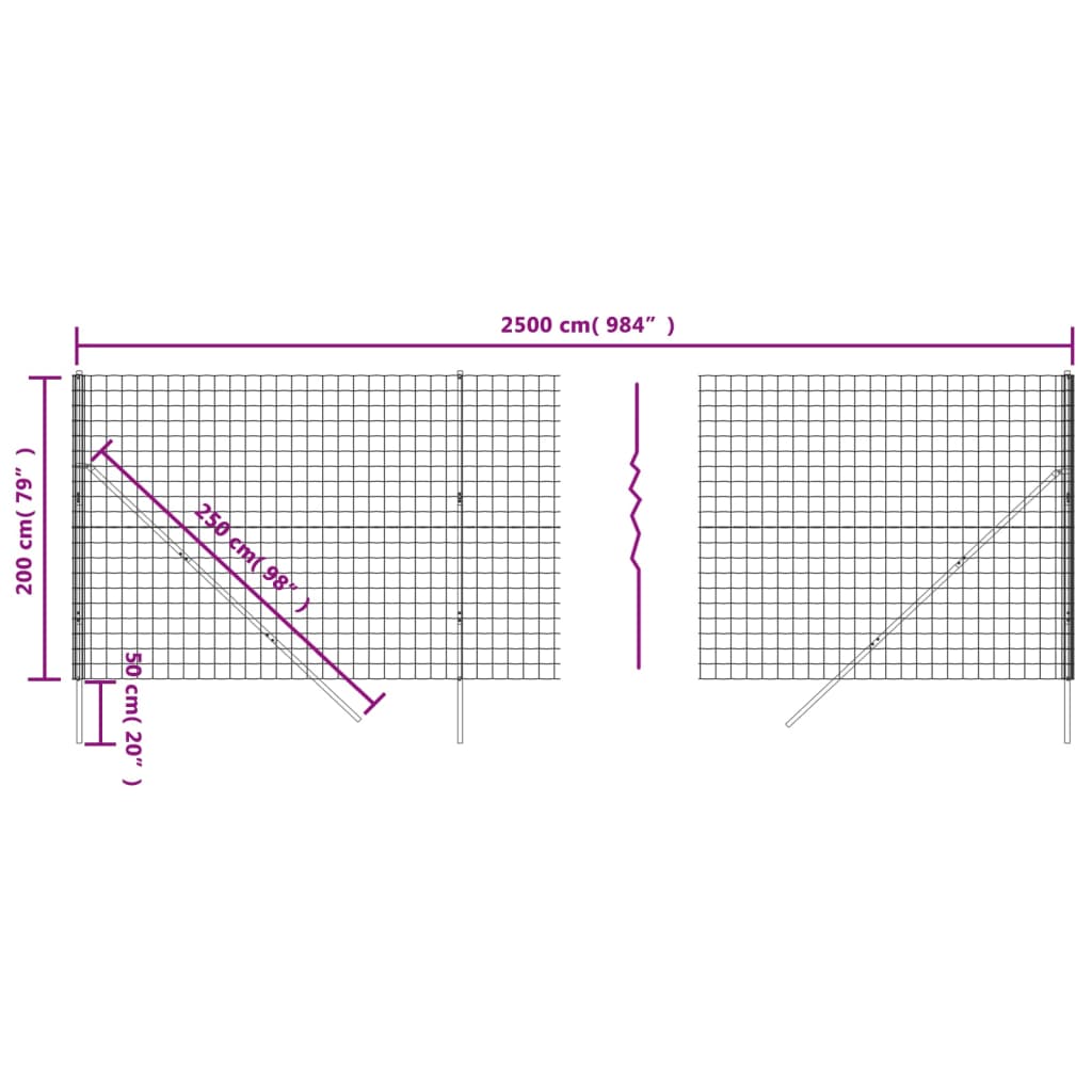  Drôtený plot zelený 2x25 m pozinkovaná oceľ