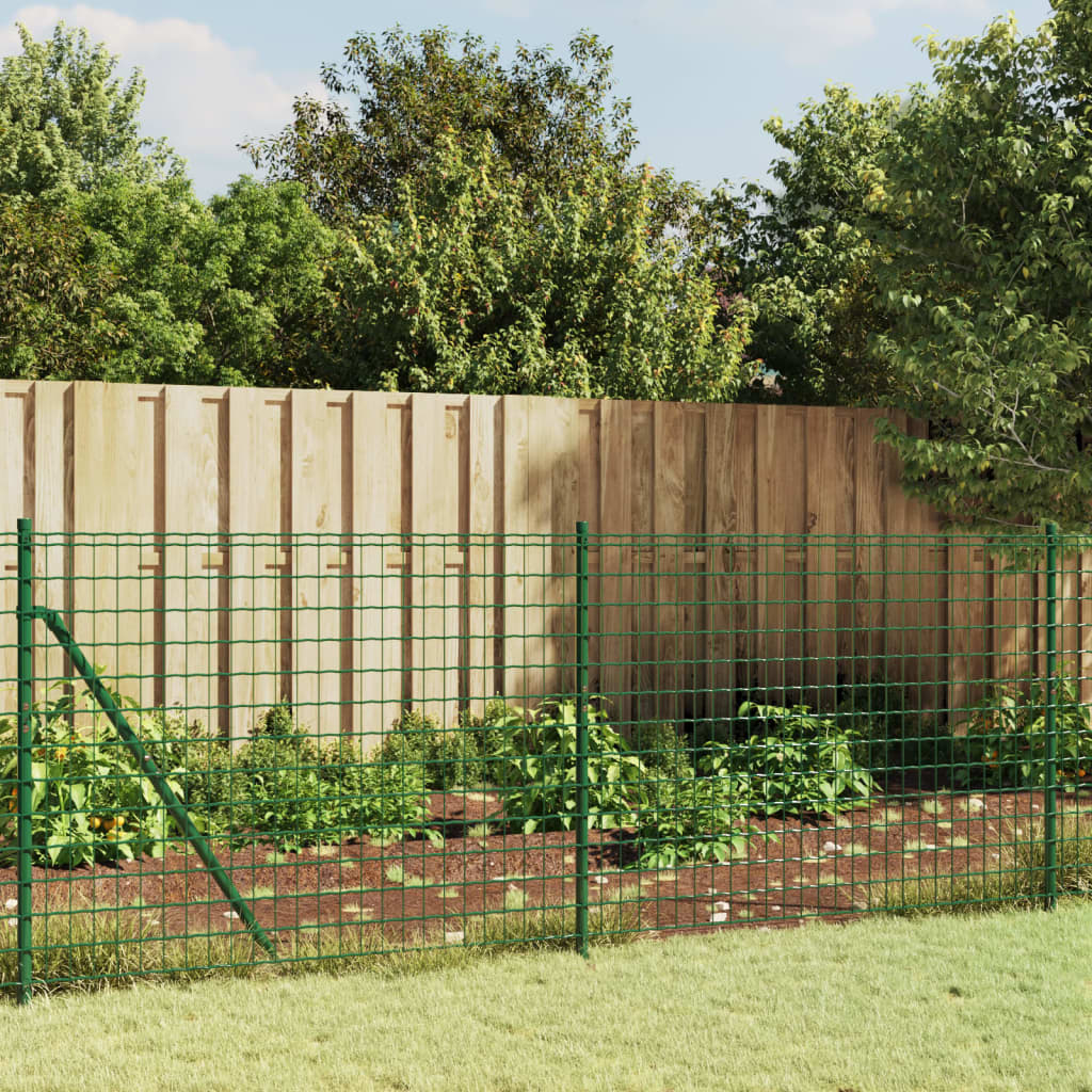 vidaXL Gard plasă de sârmă cu țăruși de fixare, verde, 1x10 m