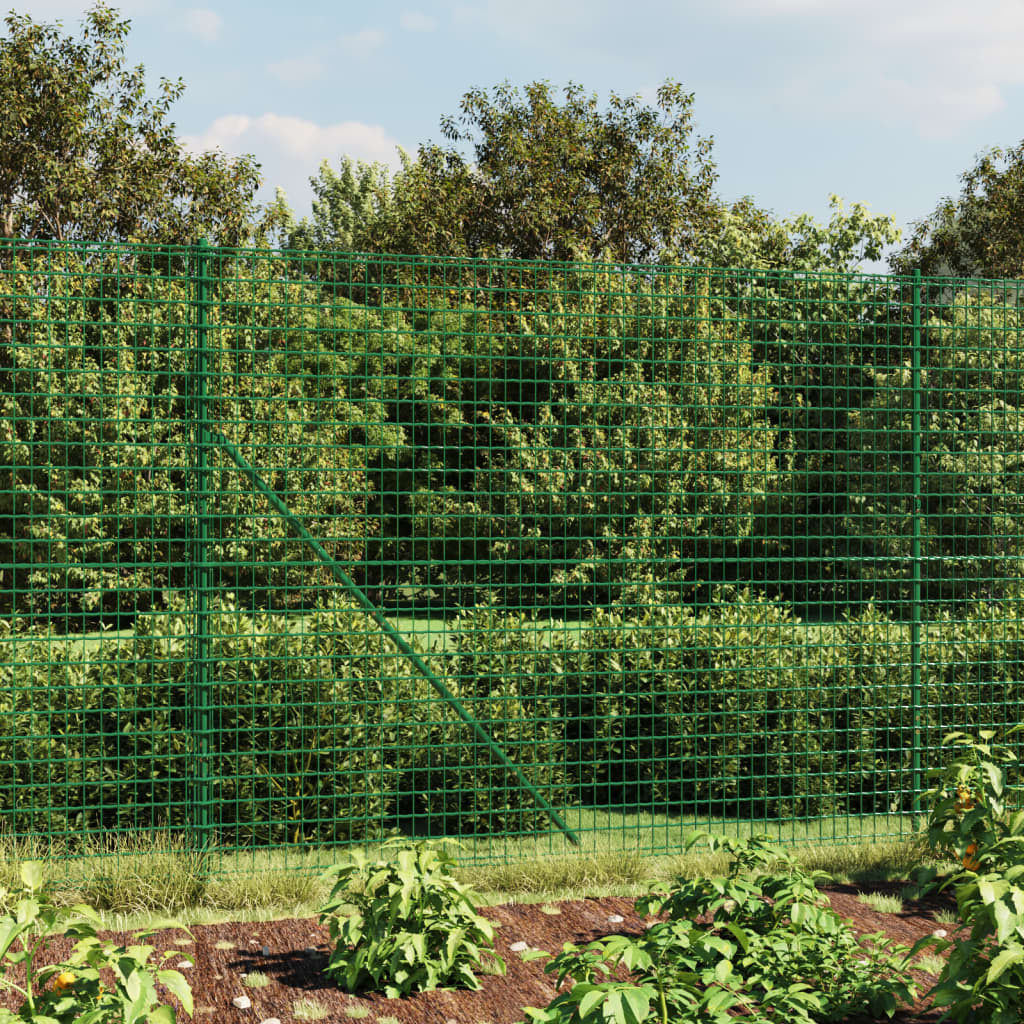 vidaXL Wire Mesh Fence with Spike Anchors Green 1.6×25 m