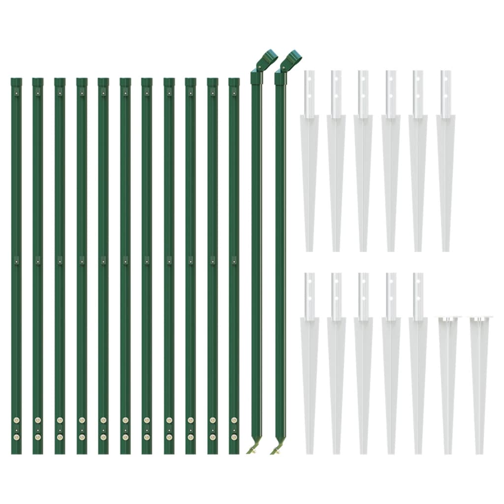 vidaXL zöld dróthálós kerítés cövekekkel 0,8x25 m