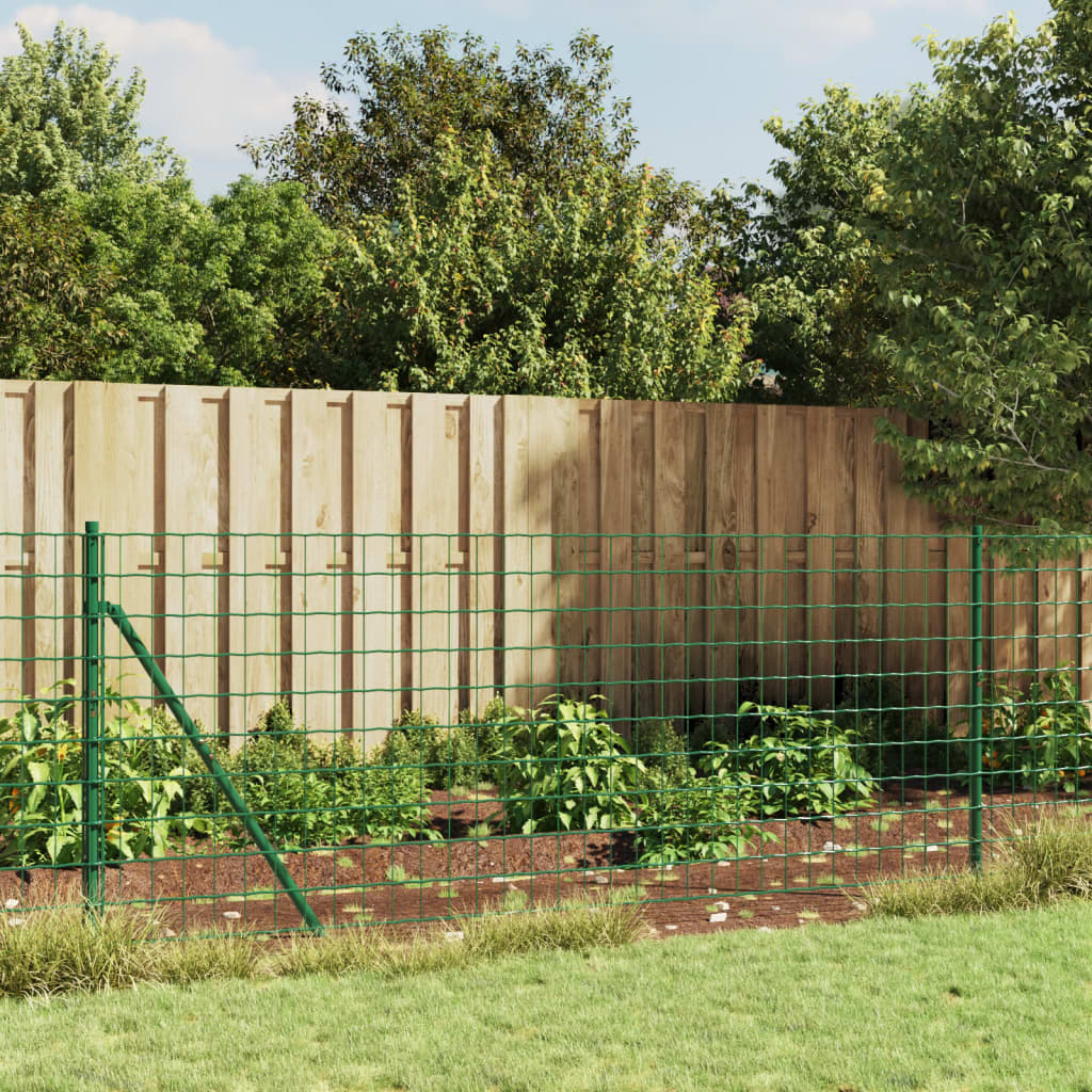 vidaXL Maschendrahtzaun mit Bodenhülsen Grün 1x25 m