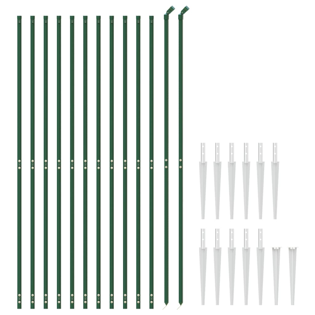 vidaXL Gard plasă de sârmă cu țăruși de fixare, verde, 1,6x25 m