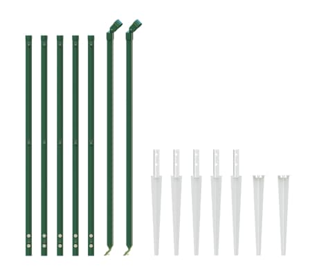 vidaXL Gard plasă de s&acirc;rmă cu țăruși de fixare, verde, 1,1x10 m