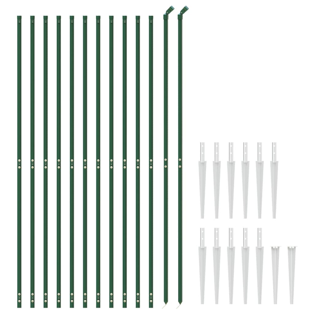 vidaXL Gard plasă de sârmă cu țăruși de fixare, verde, 2,2x25 m