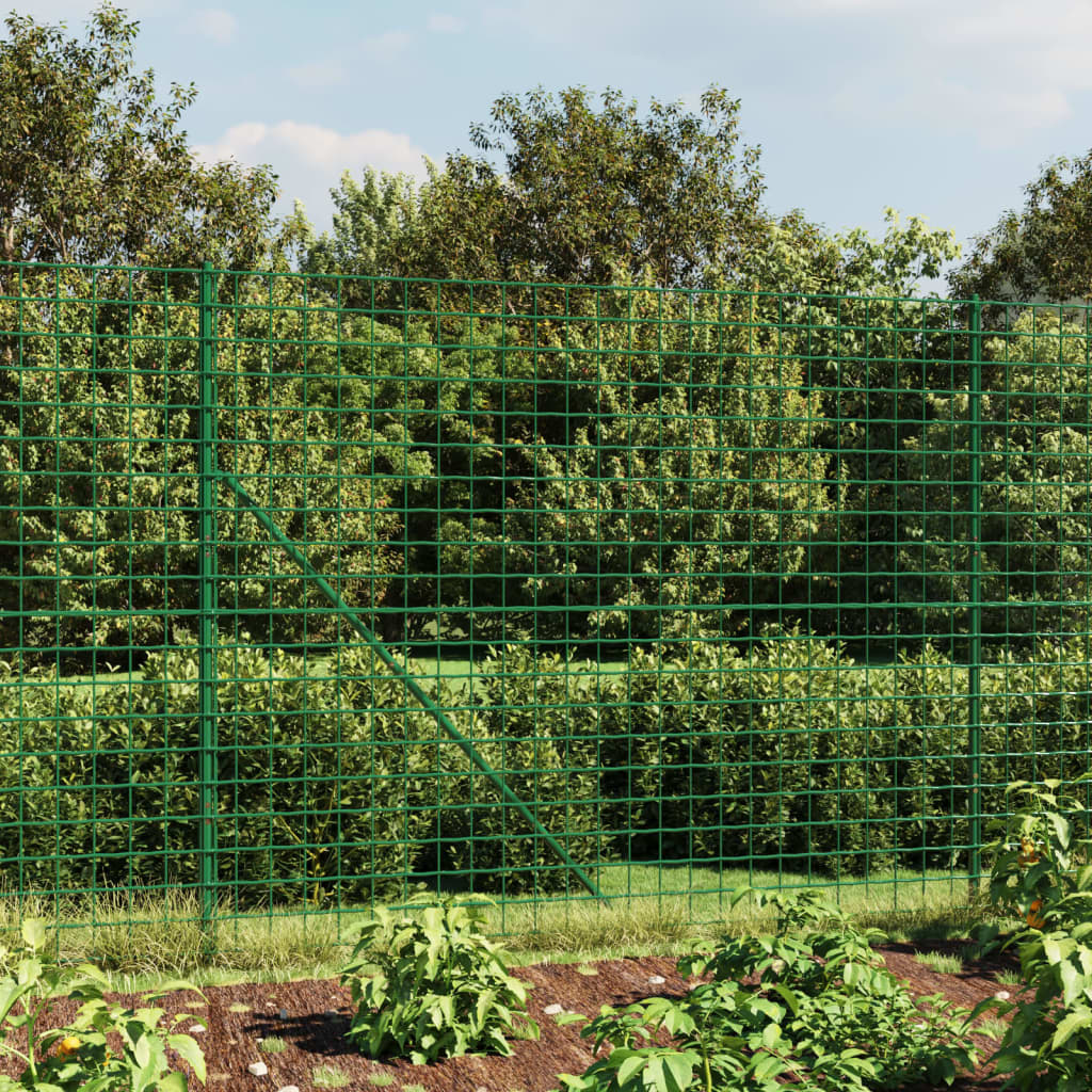 vidaXL Maschendrahtzaun mit Bodenhülsen Grün 2,2x25 m
