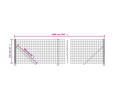 vidaXL Recinzione a Rete con Flangia Verde 2x10 m