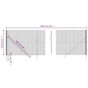 Drátěný plot antracitový 2,2 x 10 m pozinkovaná ocel - obrázek 5