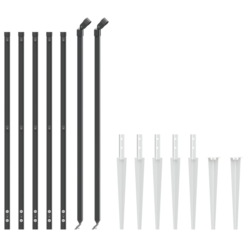 Thumbnail - vidaXL Maschendrahtzaun mit Bodenhülsen Anthrazit 1,1x10 m