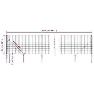 Drátěný plot s kotevními hroty antracitový 0,8 x 10 m - obrázek 5