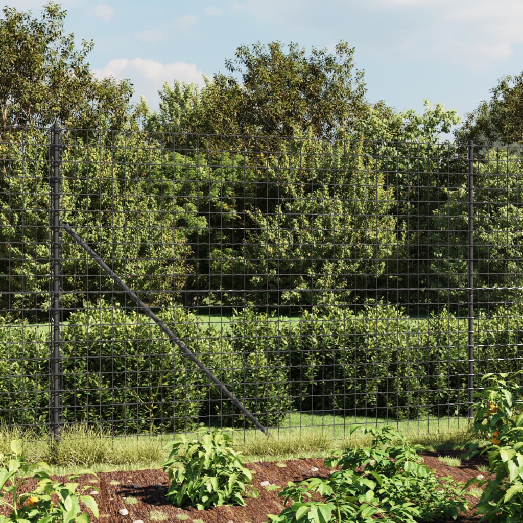 vidaXL Gard plasă de sârmă cu țăruși de fixare, antracit, 1,4×25 m 14x25