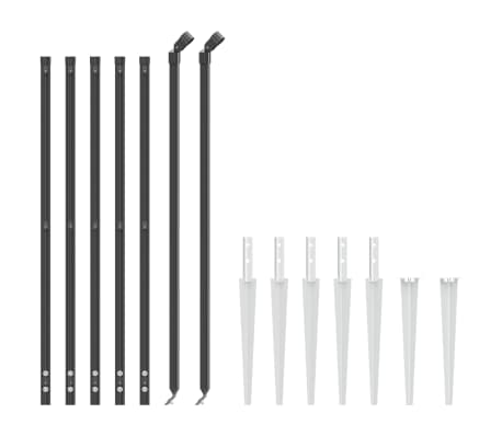 vidaXL Wire Mesh Fence with Spike Anchors Anthracite 2.6x32.8'