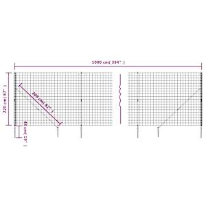 Drátěný plot s kotevními hroty antracitový 2,2 x 10 m - obrázek 6