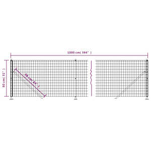 Drátěný plot s přírubami antracitový 0,8x10 m - obrázek 6