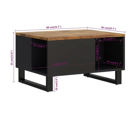 VidaXL Mesas De Centro Marrón 80 X 50 X 40 Cm Madera Maciza De Mango | Leroy Merlin