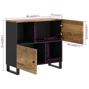 Příborník se 2 dvířky 80x33x75 cm masivní mangovníkové dřevo - obrázek 9