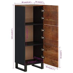 Komoda se 3 dvířky 40 x 33 x 110 cm recyklované dřevo a železo - obrázek 9