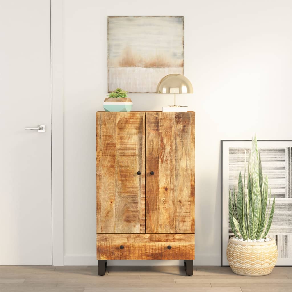 vidaXL Highboard mit Schublade 60x33x100 cm Massivholz Mango & Eisen