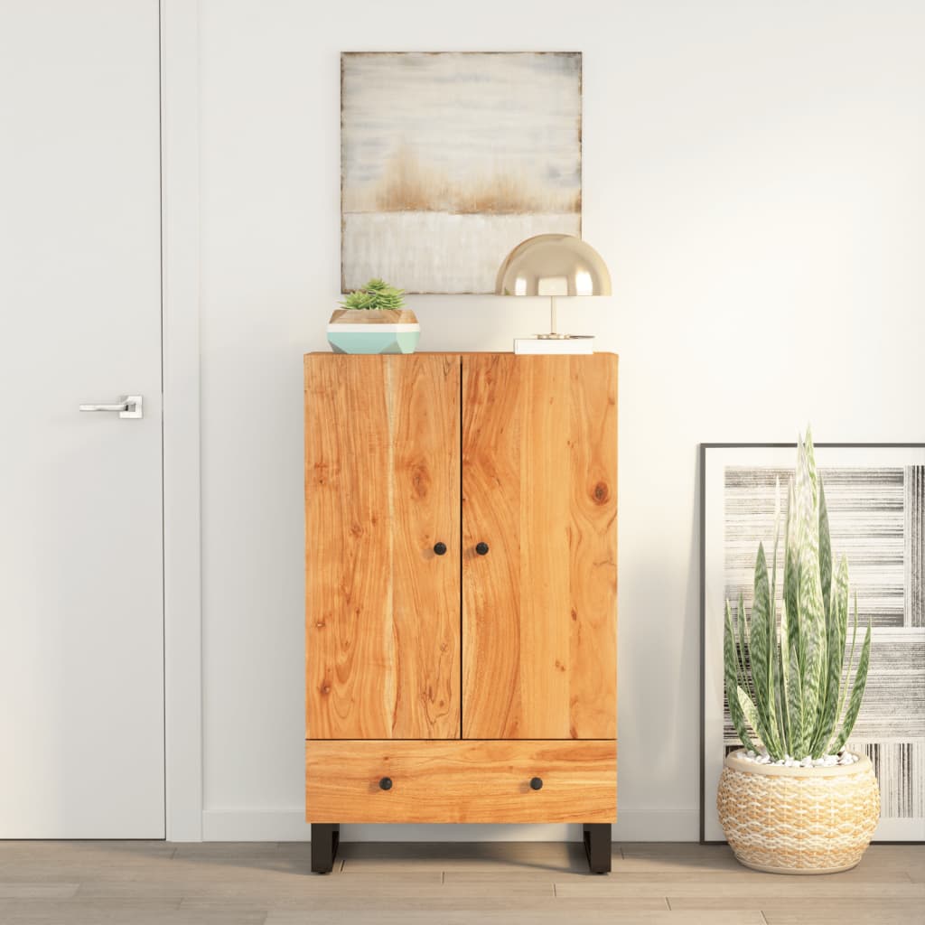 vidaXL Highboard mit Schublade 60x33x100 cm Massivholz Akazie & Eisen