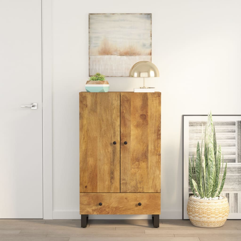 vida XL Highboard mit Schublade 60x 33x 100 cm Massivholz Mango & Eisen