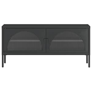 TV skříňka černá 105 x 35 x 50 cm sklo a ocel - obrázek 5