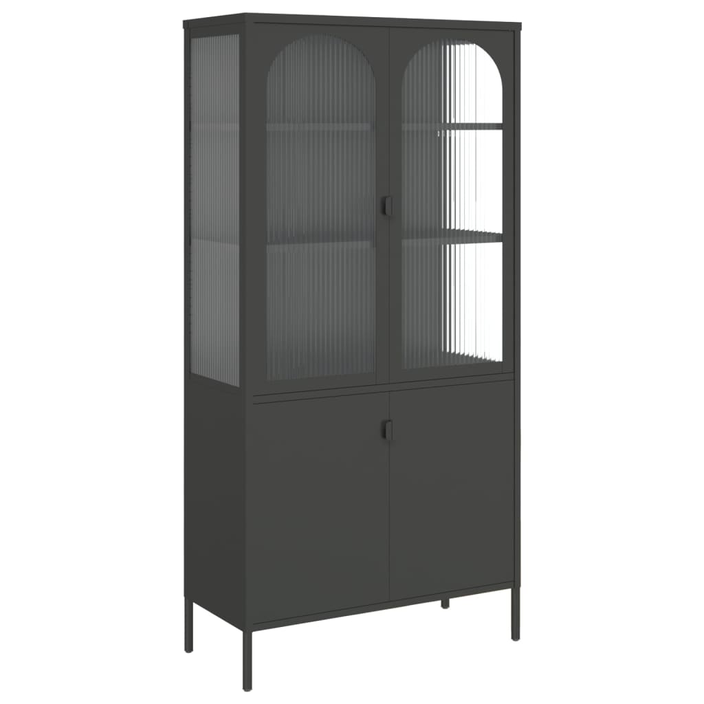 E-shop vidaXL Vysoká skrinka čierna 90x40x180 cm sklo a oceľ