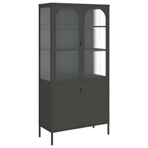 Highboard černý 90 x 40 x 180 cm sklo a ocel - obrázek 2