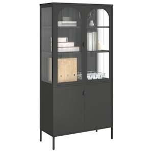 Highboard černý 90 x 40 x 180 cm sklo a ocel - obrázek 4