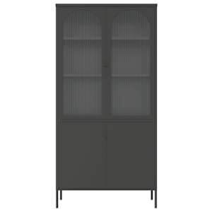 Highboard černý 90 x 40 x 180 cm sklo a ocel - obrázek 6