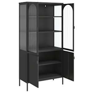 Highboard černý 90 x 40 x 180 cm sklo a ocel - obrázek 8