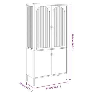 Highboard černý 90 x 40 x 180 cm sklo a ocel - obrázek 11