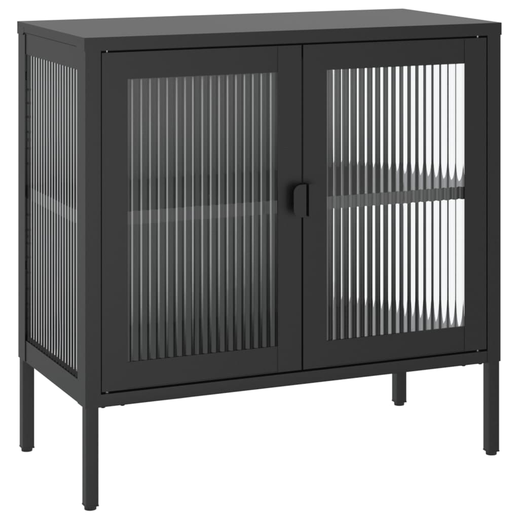 Thumbnail - vidaXL Sideboard Schwarz 70x35x70 cm Glas und Stahl
