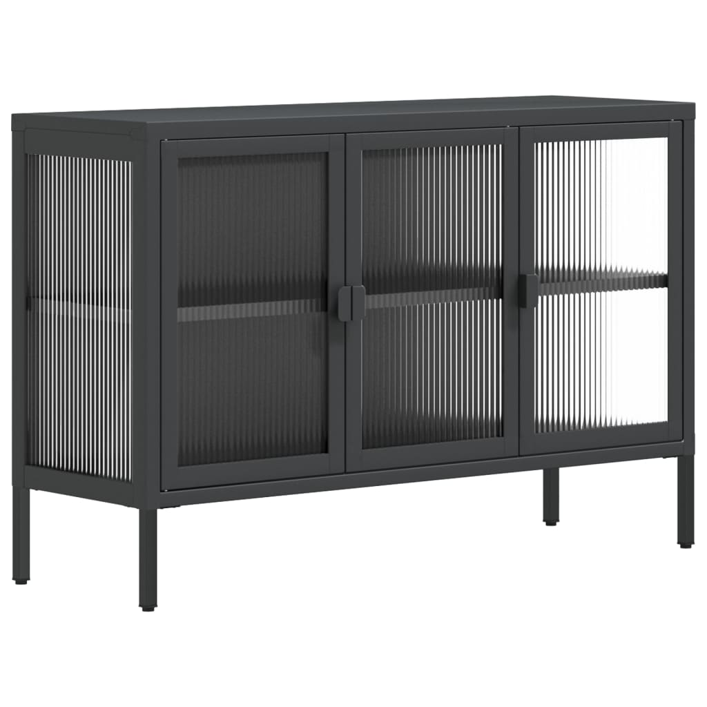 Thumbnail - vidaXL Sideboard Schwarz 105x35x70 cm Glas und Stahl