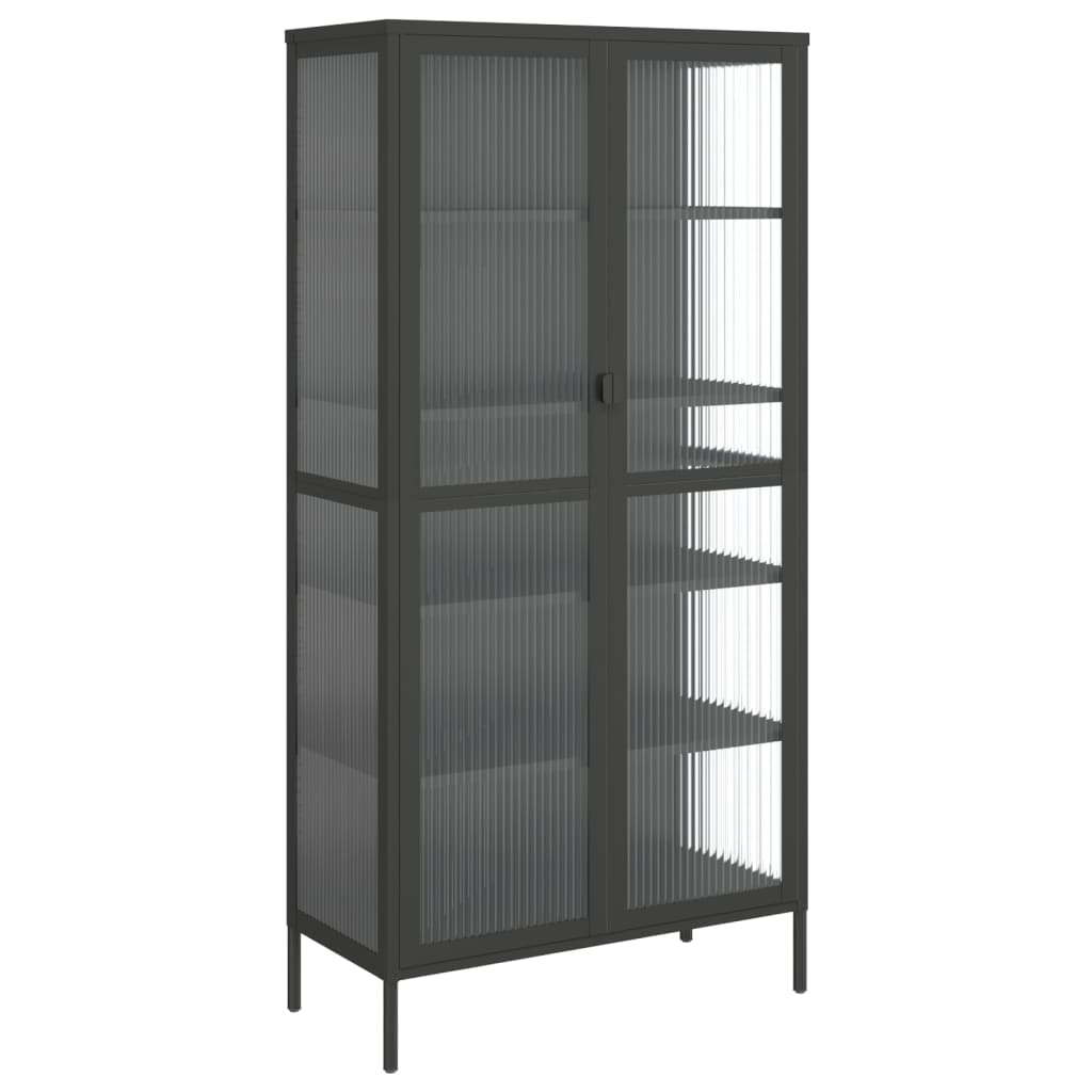 E-shop vidaXL Vysoká skrinka čierna 85x40x180 cm sklo a oceľ
