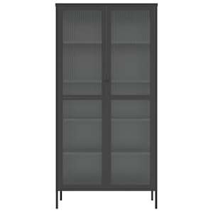 Highboard černý 85 x 40 x 180 cm sklo a ocel - obrázek 6