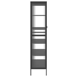 Highboard černý 85 x 40 x 180 cm sklo a ocel - obrázek 7
