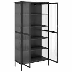 Highboard černý 85 x 40 x 180 cm sklo a ocel - obrázek 8