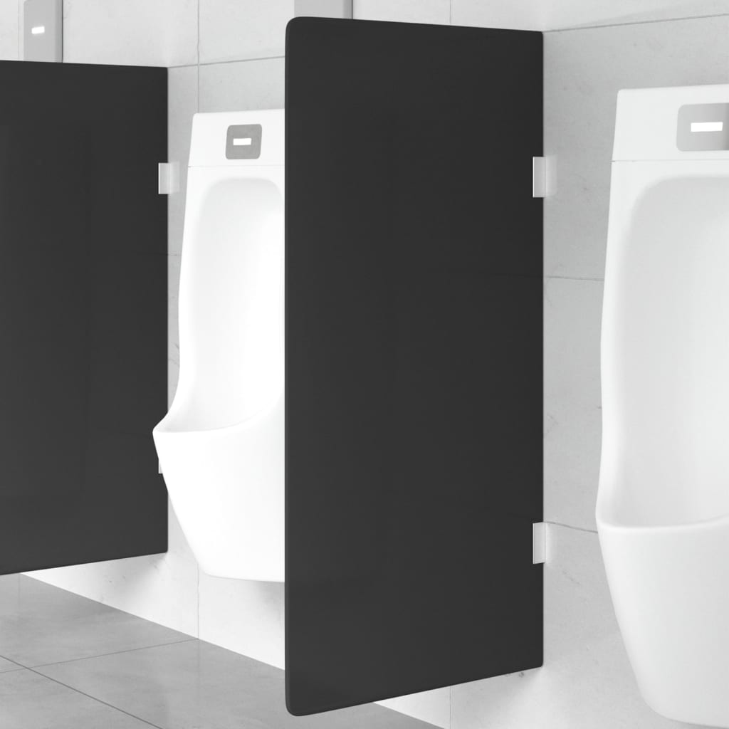 vida XL Urinal-Trennwand Wandmontage Schwarz 90x 40 cm Hartglas
