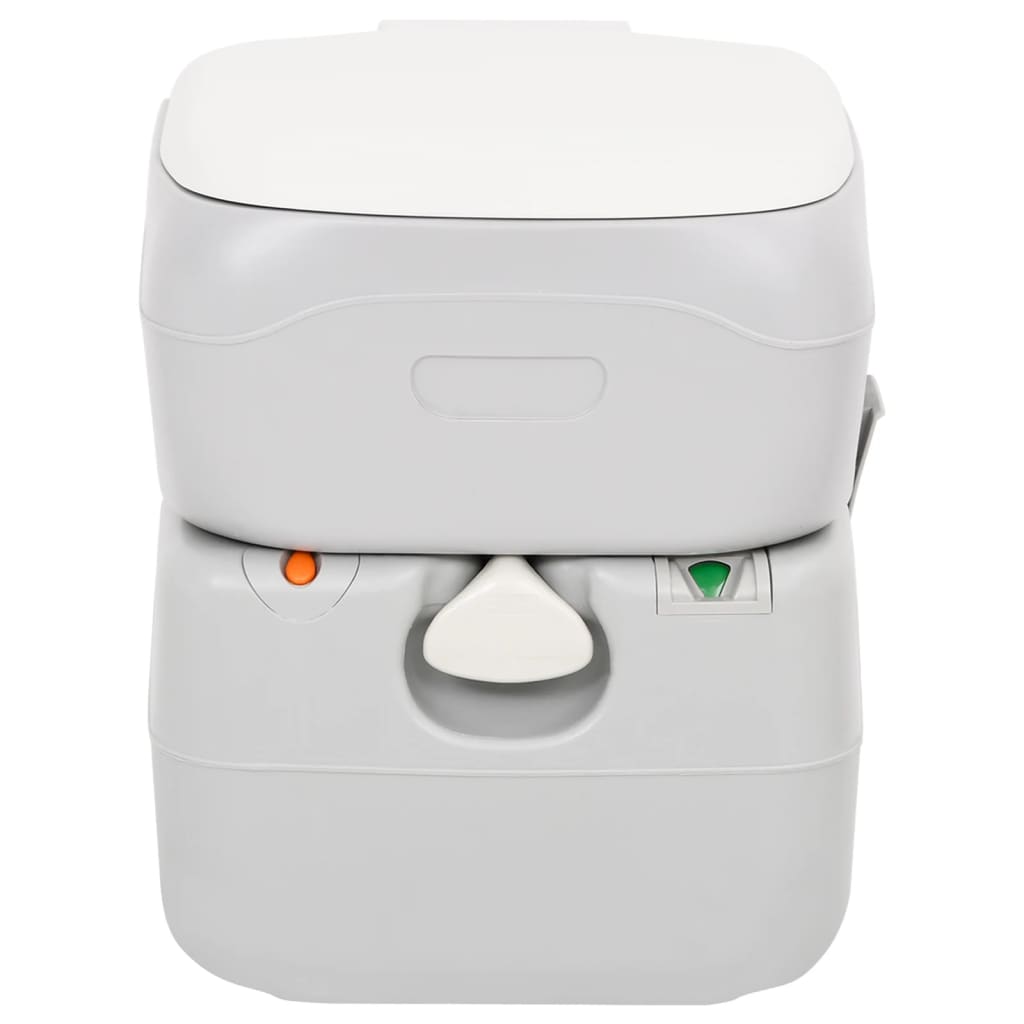 vidaXL Prenosné kempingové WC šedo-biele 22+12 l HDPE